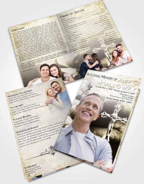 Bifold Order Of Service Obituary Template Brochure Harmony Rosary Life