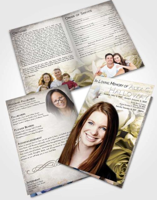 Bifold Order Of Service Obituary Template Brochure Harmony Rose Magic