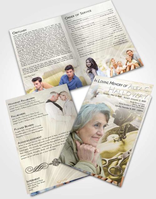 Bifold Order Of Service Obituary Template Brochure Harmony Sewing Love