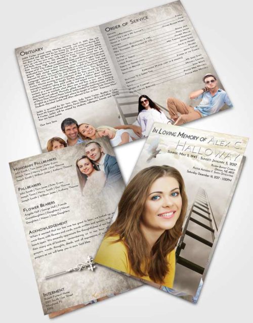 Bifold Order Of Service Obituary Template Brochure Harmony Stairway to Forever