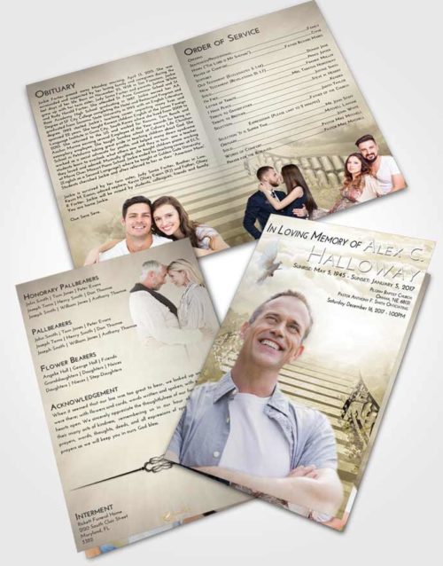 Bifold Order Of Service Obituary Template Brochure Harmony Stairway to Freedom