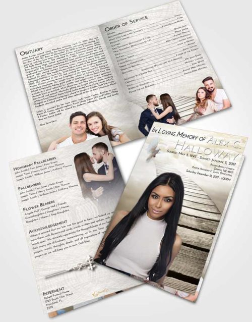 Bifold Order Of Service Obituary Template Brochure Harmony Stairway to Life