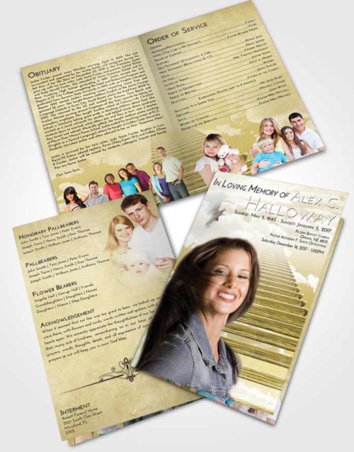 Bifold Order Of Service Obituary Template Brochure Harmony Steps to Heaven