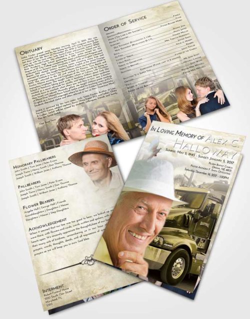 Bifold Order Of Service Obituary Template Brochure Harmony Trucker Days