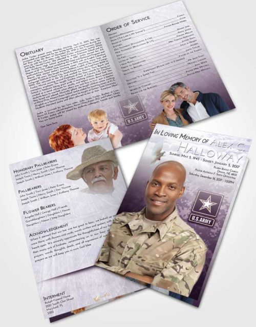Bifold Order Of Service Obituary Template Brochure Lavender Sunrise Army Duty