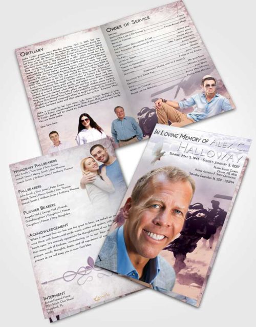 Bifold Order Of Service Obituary Template Brochure Lavender Sunrise Army Sacrifice