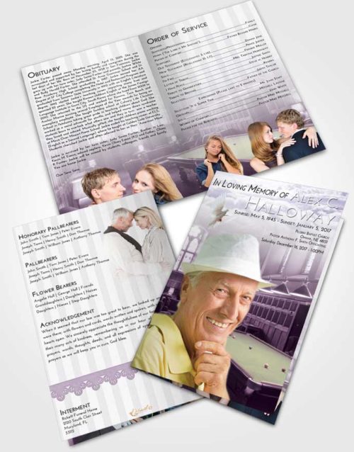 Bifold Order Of Service Obituary Template Brochure Lavender Sunrise Billiards Journey