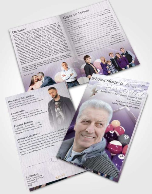 Bifold Order Of Service Obituary Template Brochure Lavender Sunrise Billiards Rack