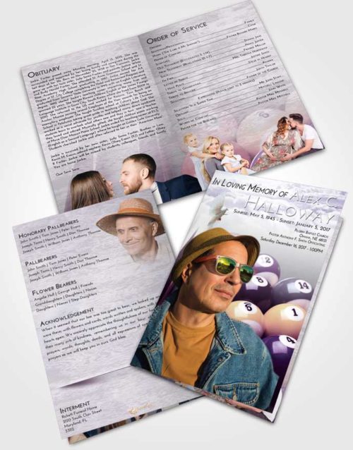 Bifold Order Of Service Obituary Template Brochure Lavender Sunrise Billiards Serenity