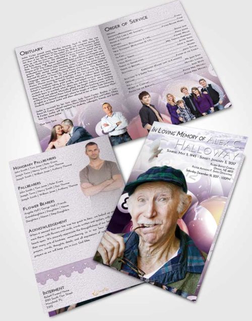 Bifold Order Of Service Obituary Template Brochure Lavender Sunrise Billiards Tournament