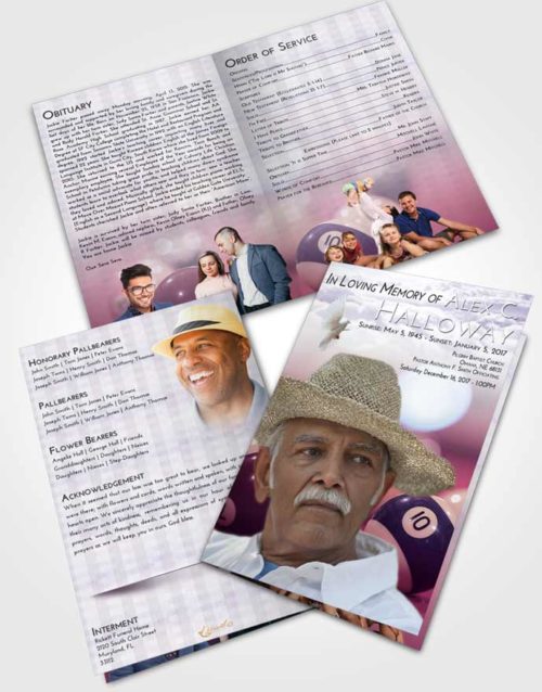Bifold Order Of Service Obituary Template Brochure Lavender Sunrise Billiards Tranquility