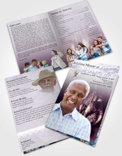Bifold Order Of Service Obituary Template Brochure Lavender Sunrise Boxing Serenity