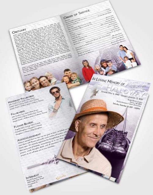Bifold Order Of Service Obituary Template Brochure Lavender Sunrise Boxing Victory