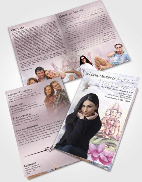 Bifold Order Of Service Obituary Template Brochure Lavender Sunrise Brahma Surprise