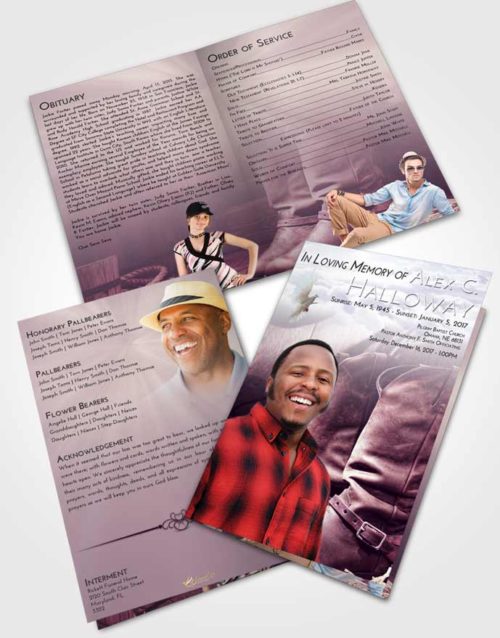 Bifold Order Of Service Obituary Template Brochure Lavender Sunrise Cowboy Love