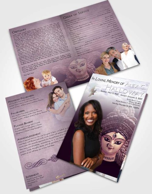 Bifold Order Of Service Obituary Template Brochure Lavender Sunrise Durga Surprise