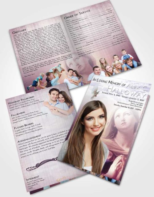 Bifold Order Of Service Obituary Template Brochure Lavender Sunrise Faith in Mary