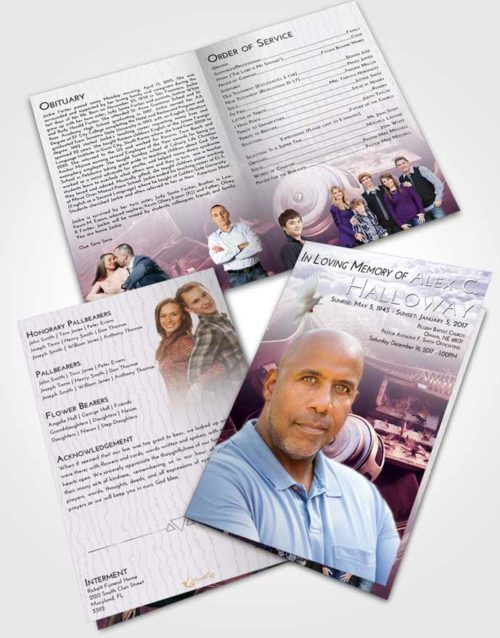 Bifold Order Of Service Obituary Template Brochure Lavender Sunrise Fishing Tackle