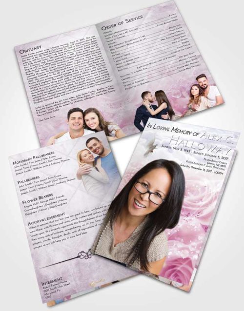 Bifold Order Of Service Obituary Template Brochure Lavender Sunrise Floral Relaxation