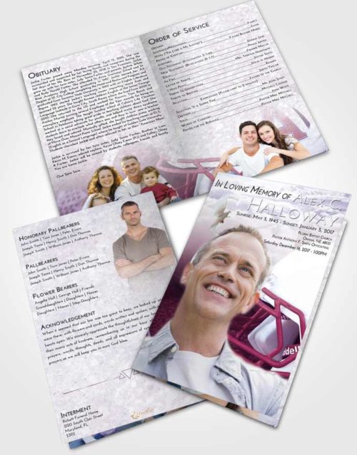Bifold Order Of Service Obituary Template Brochure Lavender Sunrise Football Party