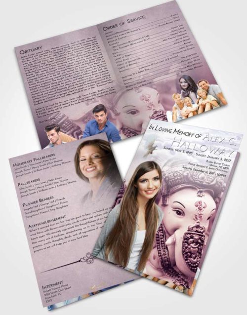 Bifold Order Of Service Obituary Template Brochure Lavender Sunrise Ganesha Desire