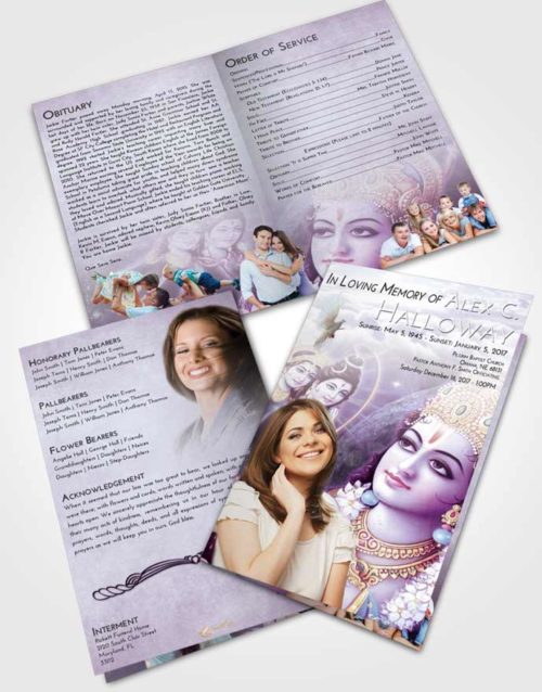 Bifold Order Of Service Obituary Template Brochure Lavender Sunrise Hindu Majesty