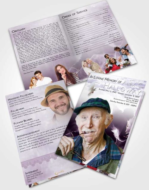 Bifold Order Of Service Obituary Template Brochure Lavender Sunrise Hockey Paradise