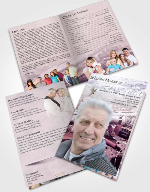 Bifold Order Of Service Obituary Template Brochure Lavender Sunrise Hunters Life