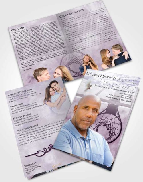 Bifold Order Of Service Obituary Template Brochure Lavender Sunrise In the Hoop
