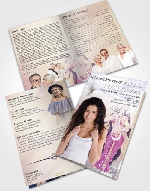 Bifold Order Of Service Obituary Template Brochure Lavender Sunrise Lakshmi Divinity