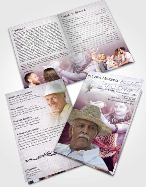 Bifold Order Of Service Obituary Template Brochure Lavender Sunrise Lord Shiva Excellence