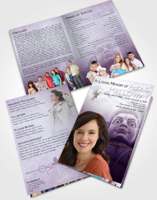 Bifold Order Of Service Obituary Template Brochure Lavender Sunrise Shiva Surprise