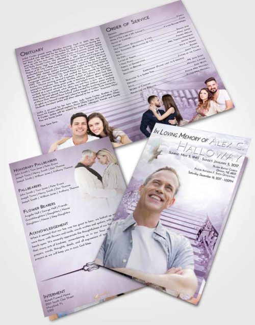 Bifold Order Of Service Obituary Template Brochure Lavender Sunrise Stairway to Freedom