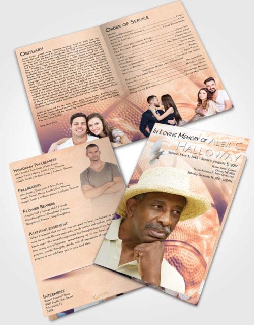 Bifold Order Of Service Obituary Template Brochure Lavender Sunset Basketball Fame