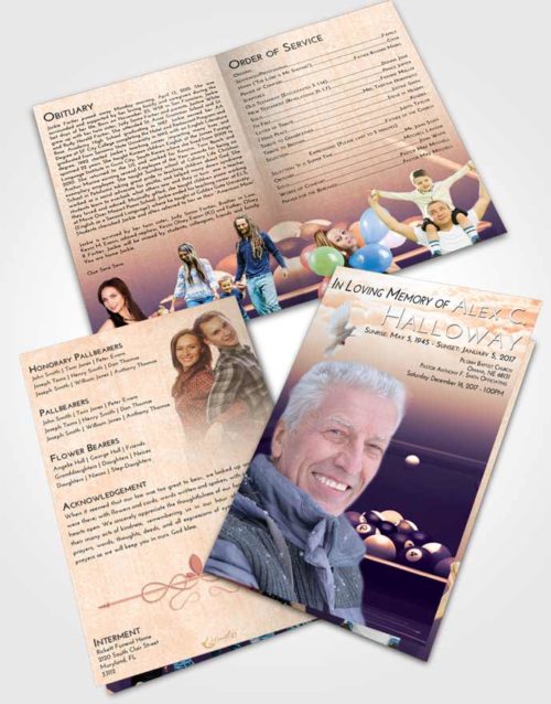 Bifold Order Of Service Obituary Template Brochure Lavender Sunset Billiards Pride
