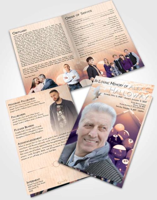 Bifold Order Of Service Obituary Template Brochure Lavender Sunset Billiards Rack