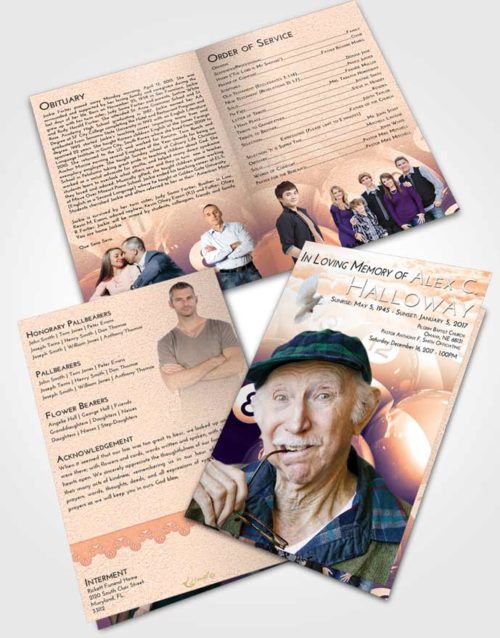 Bifold Order Of Service Obituary Template Brochure Lavender Sunset Billiards Tournament