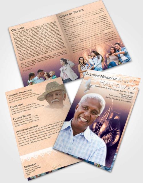Bifold Order Of Service Obituary Template Brochure Lavender Sunset Boxing Serenity