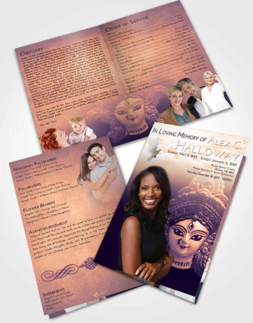 Bifold Order Of Service Obituary Template Brochure Lavender Sunset Durga Surprise