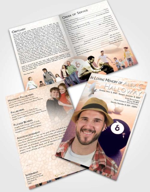 Bifold Order Of Service Obituary Template Brochure Lavender Sunset Eight Ball