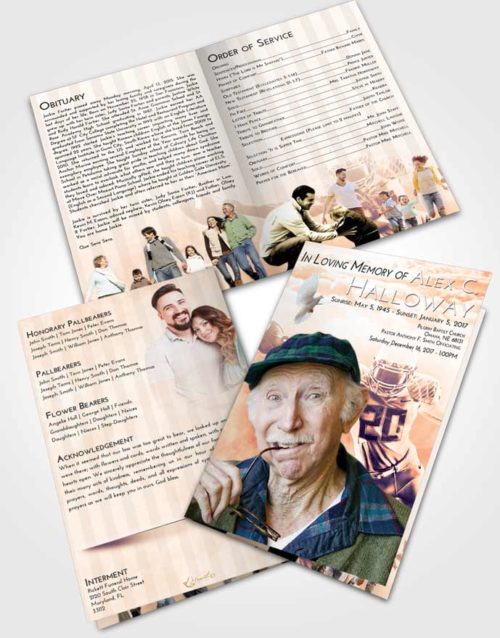 Bifold Order Of Service Obituary Template Brochure Lavender Sunset Football Honor