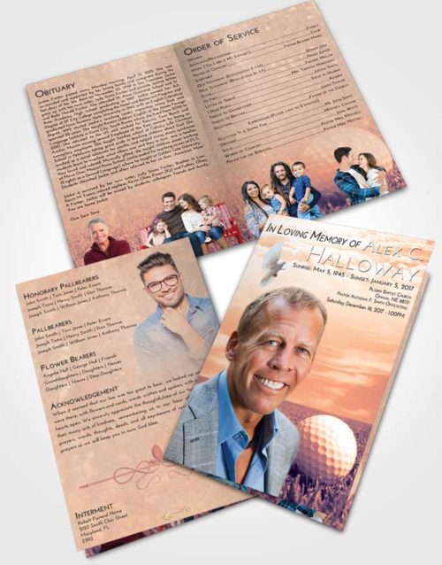 Bifold Order Of Service Obituary Template Brochure Lavender Sunset Golf Serenity