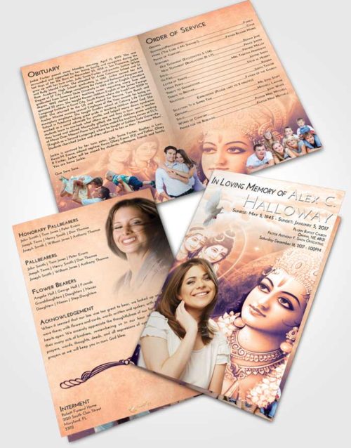 Bifold Order Of Service Obituary Template Brochure Lavender Sunset Hindu Majesty