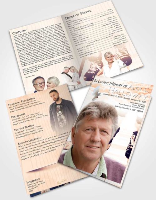 Bifold Order Of Service Obituary Template Brochure Lavender Sunset Hockey Pride