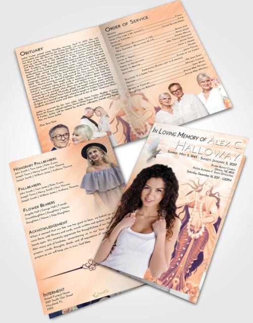 Bifold Order Of Service Obituary Template Brochure Lavender Sunset Lakshmi Divinity