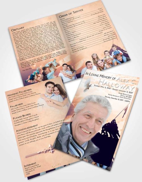 Bifold Order Of Service Obituary Template Brochure Lavender Sunset Proud Veteran