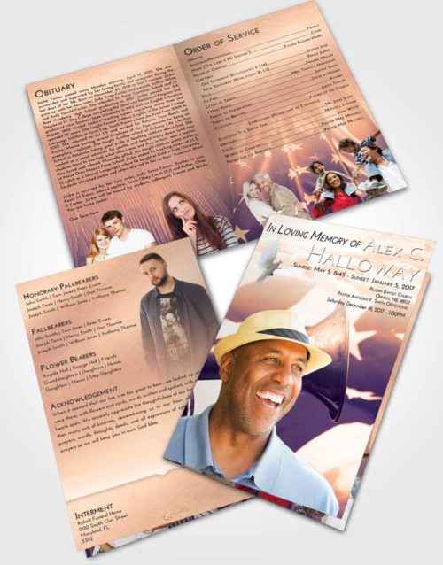 Bifold Order Of Service Obituary Template Brochure Lavender Sunset Service Honor