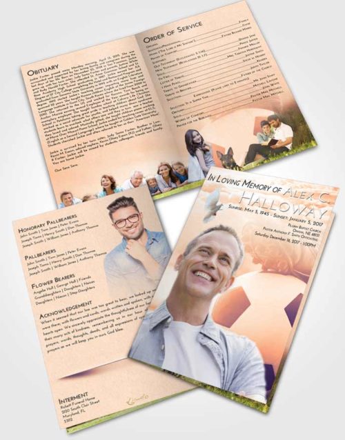 Bifold Order Of Service Obituary Template Brochure Lavender Sunset Soccer Cleats