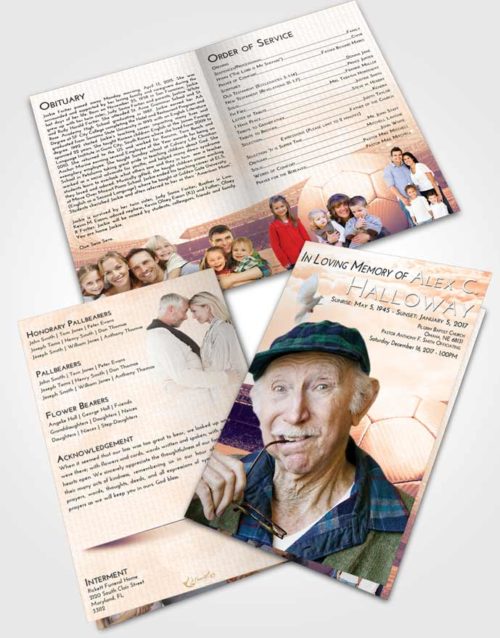 Bifold Order Of Service Obituary Template Brochure Lavender Sunset Soccer Love