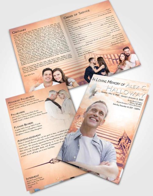 Bifold Order Of Service Obituary Template Brochure Lavender Sunset Stairway to Freedom
